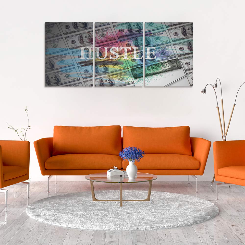 Motivational Wall Art Canvas - Inspirational Entrepreneur Quotes & Hustle Sayings for Office & Home Decor, Framed Painting (48”Wx24”H) - Perfect for Living Room, Workspace & Business Gifts