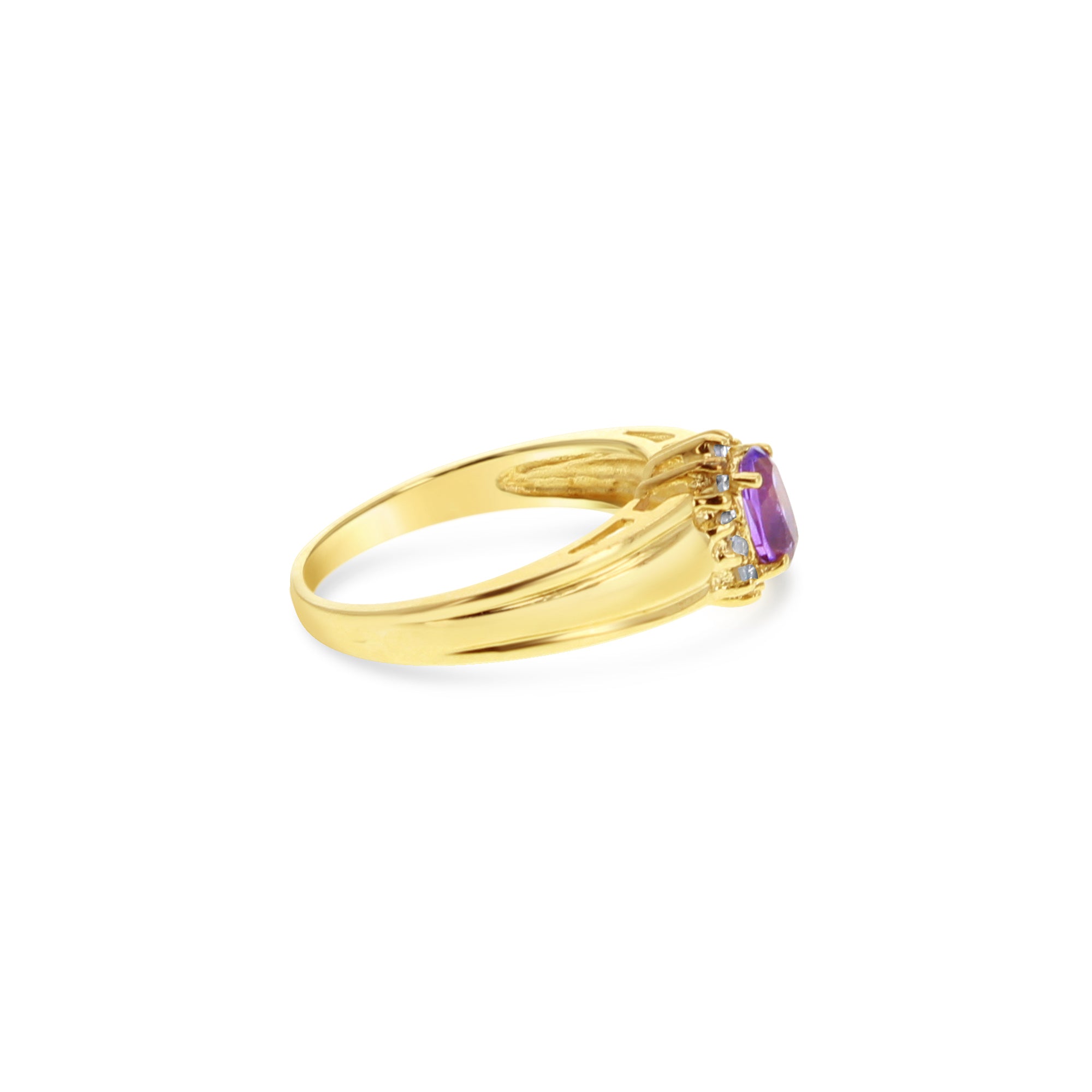 14K Yellow Gold Amethyst Diamond Halo Ring for Women - Elegant Engagement, Anniversary & Wedding Jewelry Gift