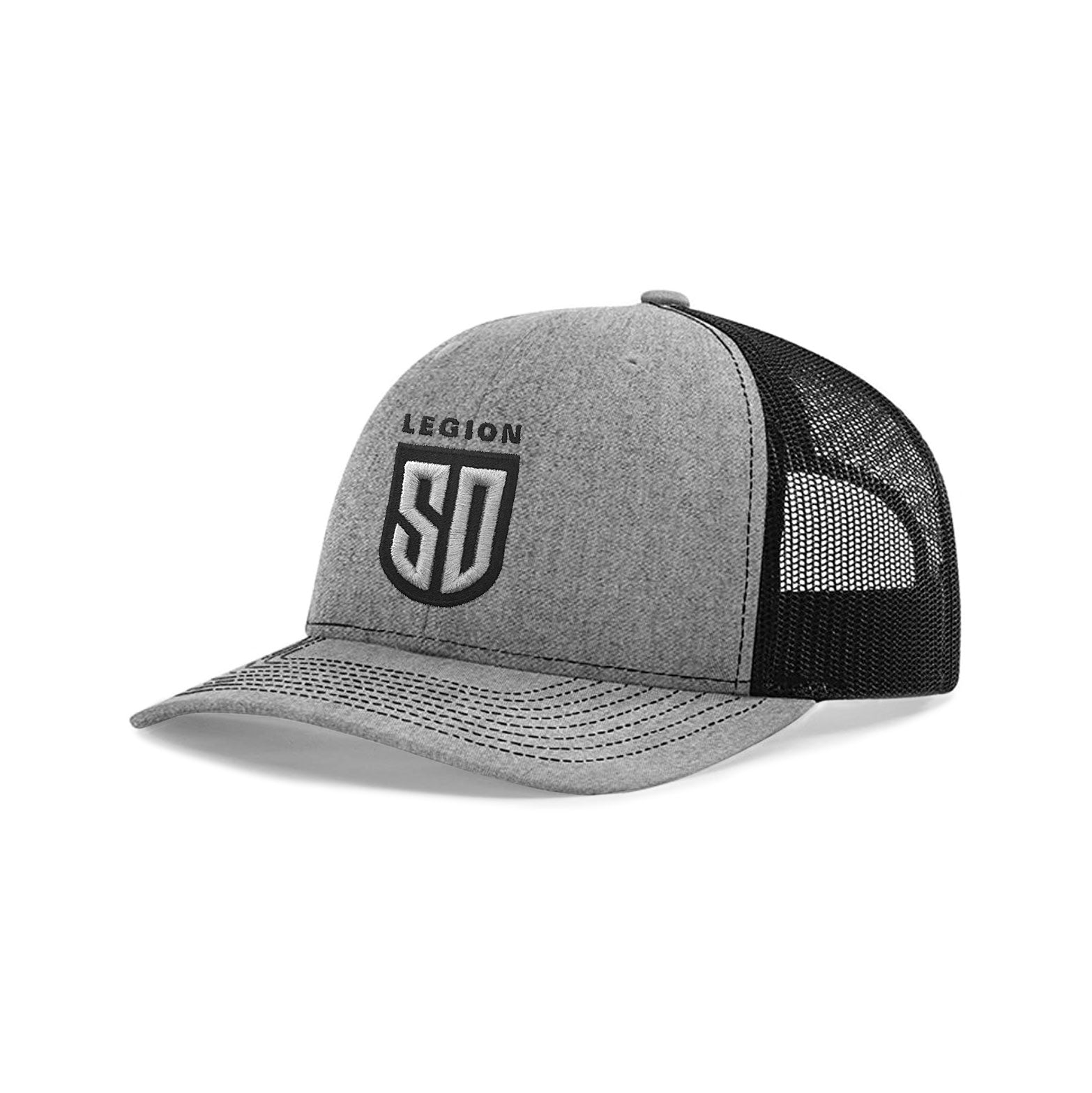 SD LEGION Mesh Hat - Gray & Black Adjustable Baseball Cap for Outdoor Sports & Casual Wear