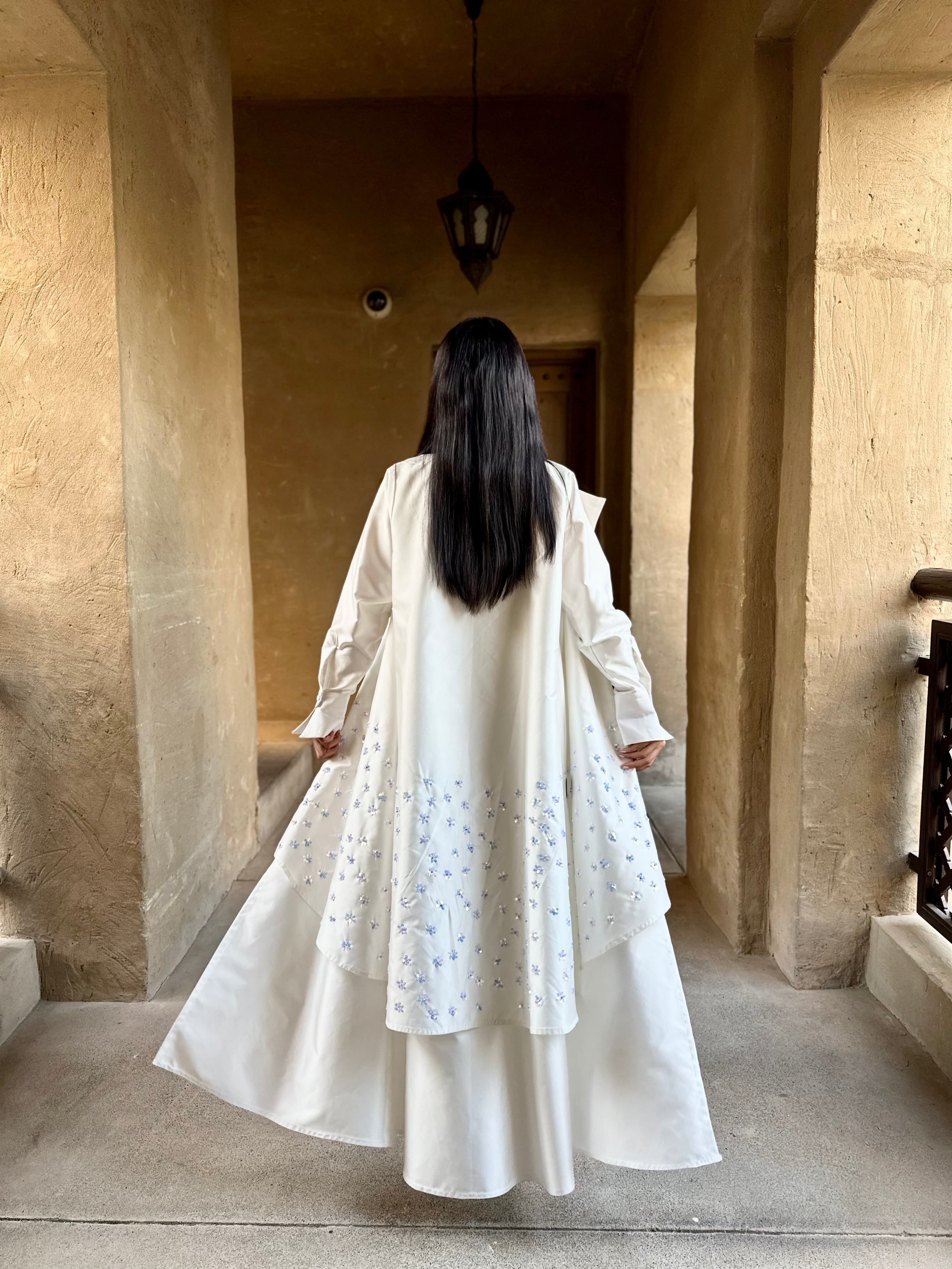 Luxury Off White Abaya #184 - Elegant Islamic Dress for Women - Perfect for Prayer, Weddings & Special Occasions