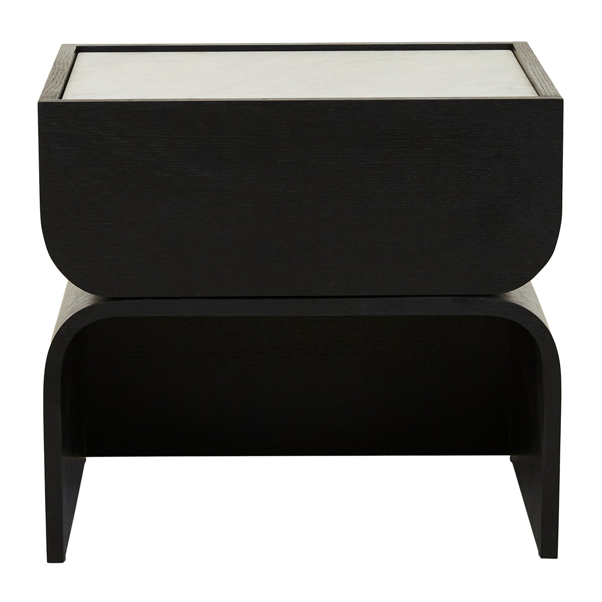 Artie Arc Marble Bedside Table - Modern Nightstand with Marble Top & Wooden Legs for Bedroom, Living Room, or Office - Perfect for Storing Books, Lamps & Bedroom Essentials