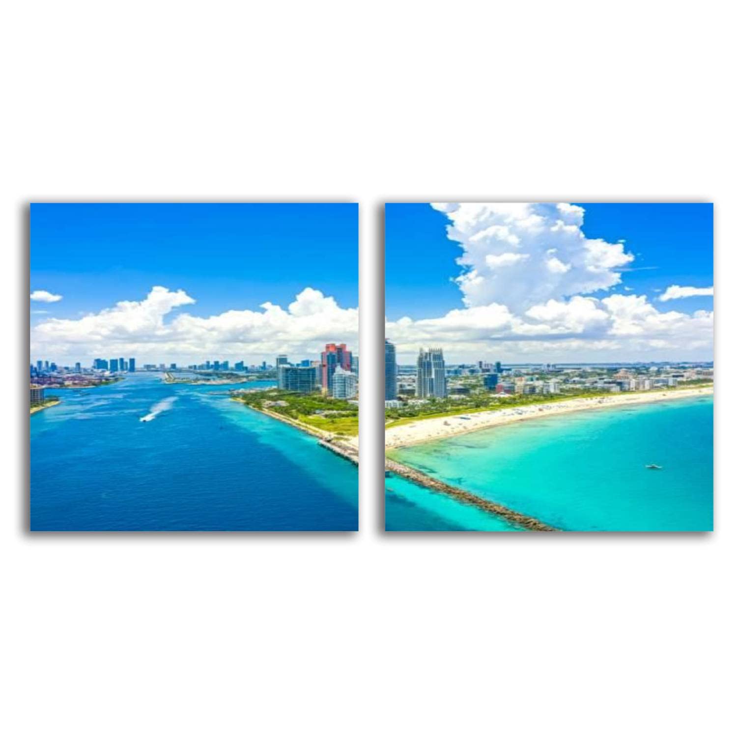 South Pointe Park Miami Canvas Wall Art - Framed Painting Prints 24x48 Inches, Ready to Hang for Living Room, Bedroom, Office Decor - Perfect Home Decoration Gift for Beach House & Coastal Style Interiors