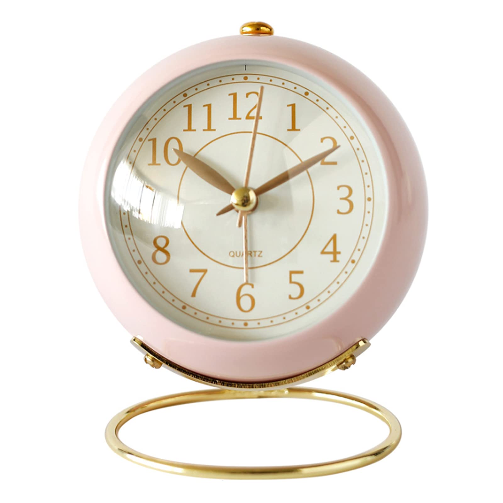 Hongyada Classic Small Table Clock - Silent Non-Ticking Desk Alarm Clock with Backlight, Battery Operated, HD Glass Display for Bedroom, Living Room, Kitchen & Office | Perfect Gift for Kids, Women & Men | Ideal for Nightstands, Desks, and Home Decor (Pink)