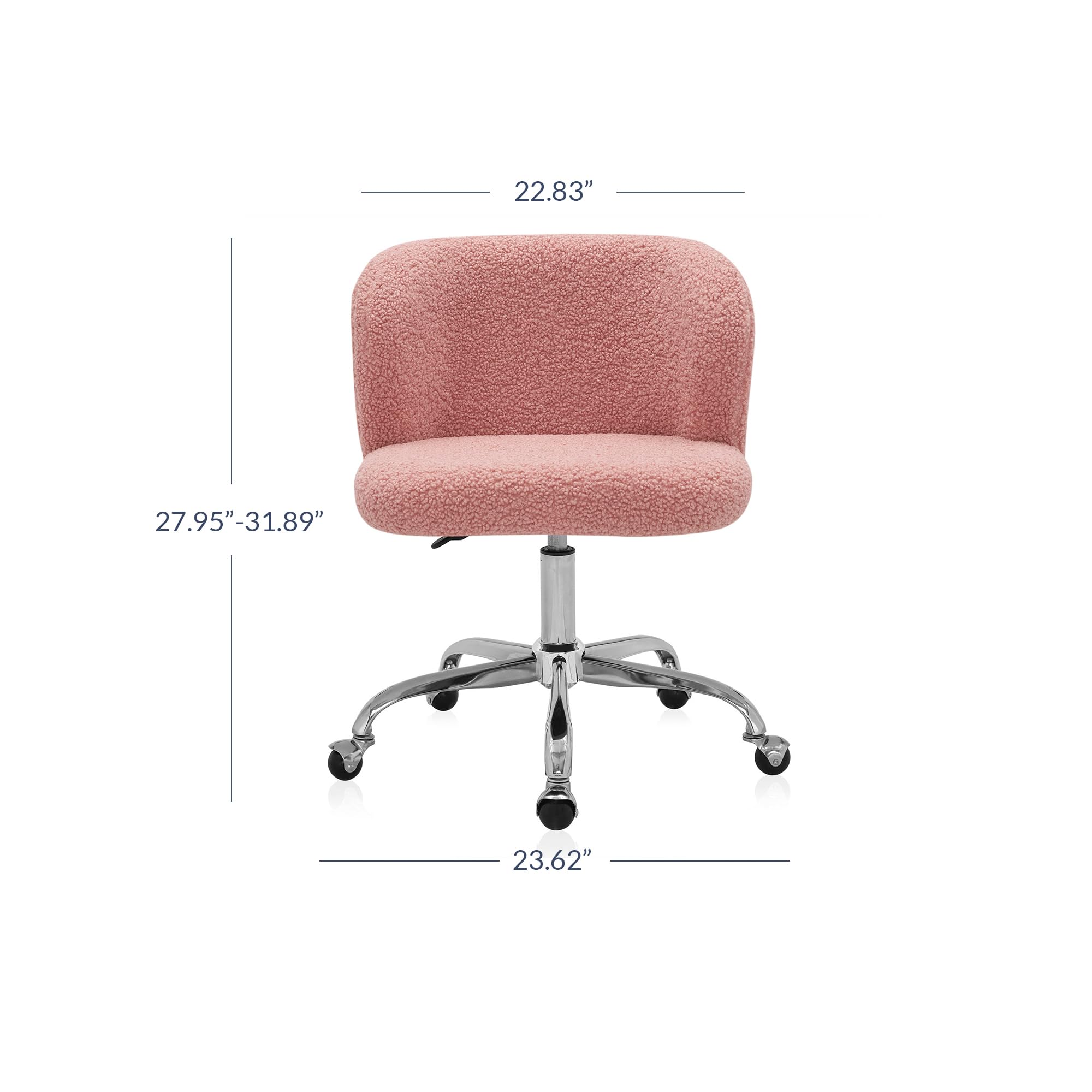 BELLEZE Modern Upholstered Boucle Swivel Office Chair with Adjustable Height - Pink Rolling Desk Chair for Home Office, Gaming, Study & Vanity | Stylish Comfortable Work Chair with Wheels