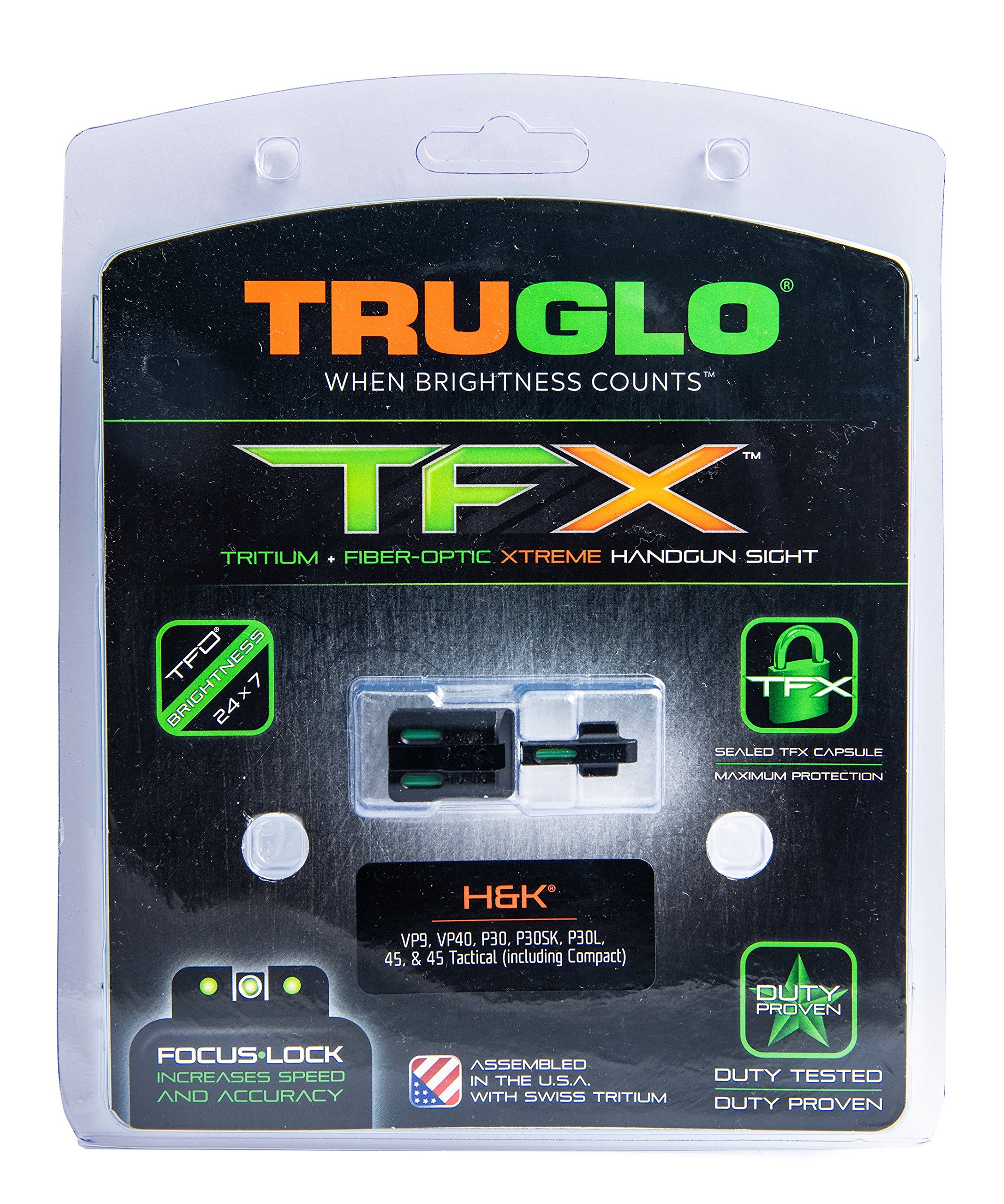 TRUGLO TFX Handgun Sight - Durable Shock-Resistant Compact Tritium & Fiber-Optic Sight for Pistols | Bright Day/Night Visibility for Home Defense & Tactical Shooting