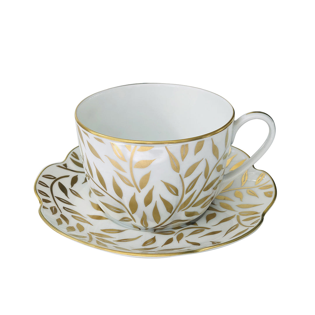 Olivier Gold Tea Saucer - Elegant Porcelain Tea Cup Plate for Afternoon Tea, Coffee, and Desserts | Perfect for Tea Parties, Bridal Showers, and Home Decor