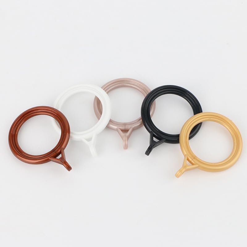 20 Pack Thick Plastic Curtain Rings - 35mm Inner Diameter Hanging Hooks for Bedroom, Shower, Doorway & Window Curtains (Black/White/Rose Gold/Wine Red) - Durable & Easy to Install for Home & Office Use