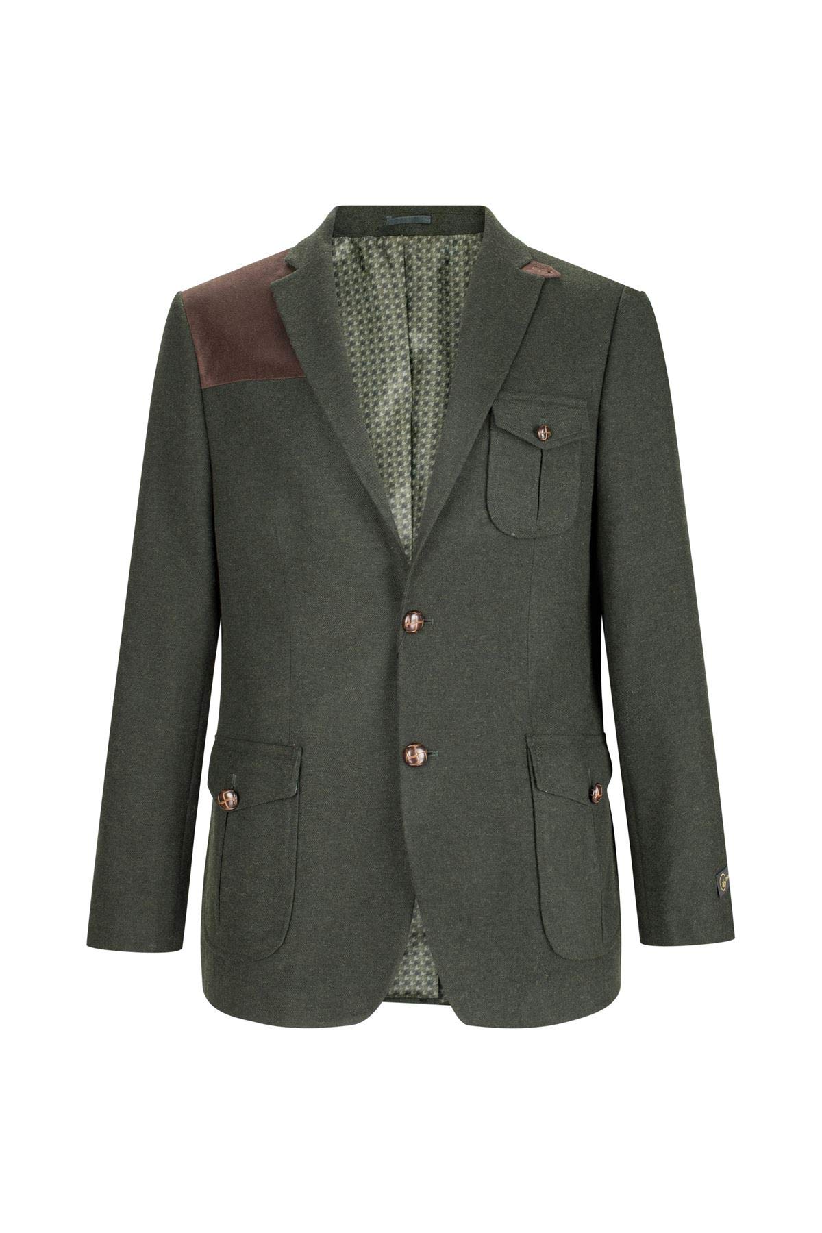 Men's Wool Tweed Shooting Jacket - Hunting Blazer with Elbow Patches - Smart Casual Outerwear for Fall & Winter - Perfect for Hunting, Outdoor Adventures & Business Casual Occasions