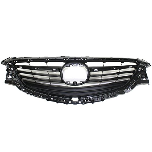 Compatible with 2014-2017 Mazda6 Front Grille Assembly - Gray Plastic Replacement Grill for Non-LED Models | Perfect for Car Upgrades & Customization