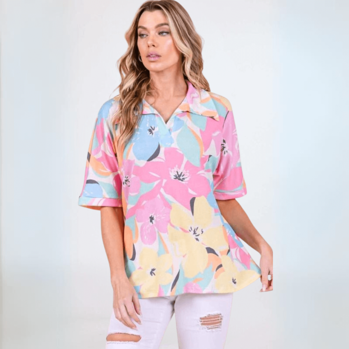 Breathable Tropical Print Polo Shirt for Men | Made in USA | Perfect for Summer Vacations & Beach Outings