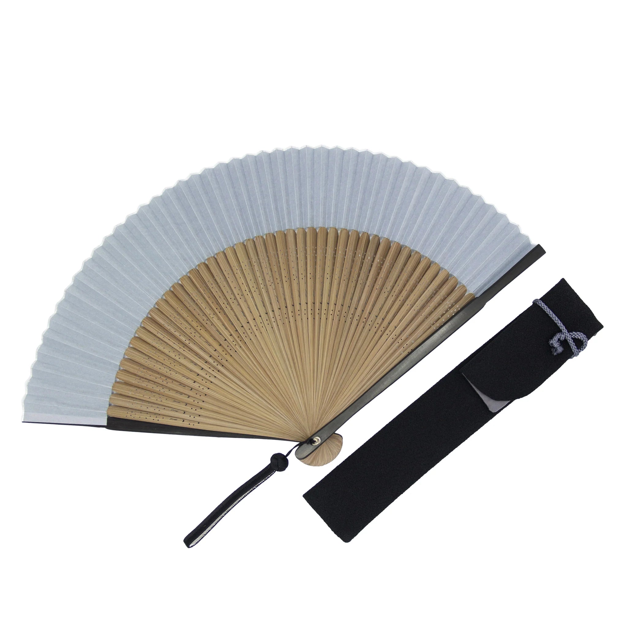 Traditional Japanese Kyo Sensu Folding Fan for Men - Handmade in Kyoto, Japan - Asaginezu (Blue Gray) Color - Perfect for Summer Cooling, Gifts & Cultural Events