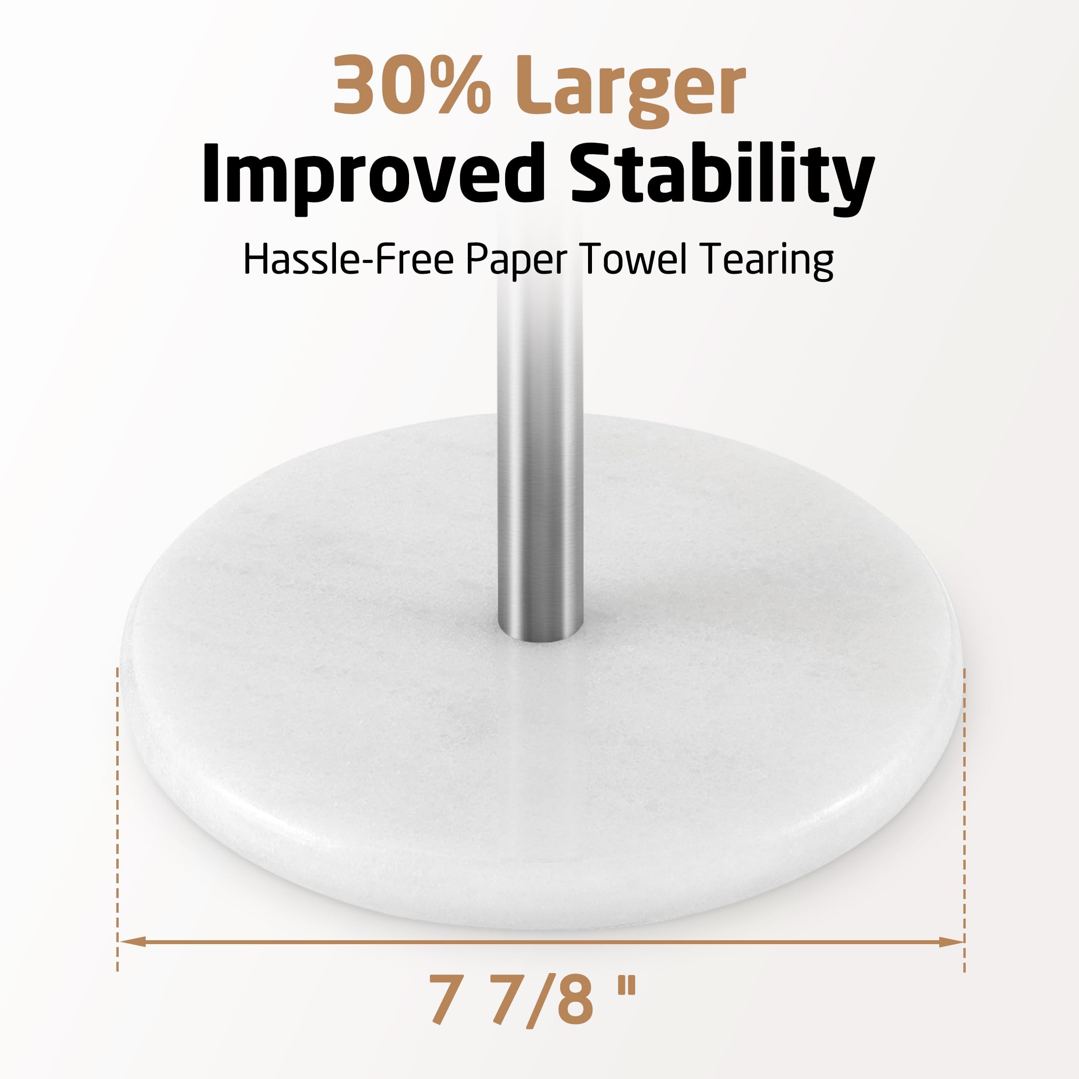 Premium KES Countertop Paper Towel Holder with Natural Marble Base - Brushed Metal Stand for Standard & Jumbo Rolls (KPH100-2) - Perfect for Kitchen, Bathroom & Office Organization