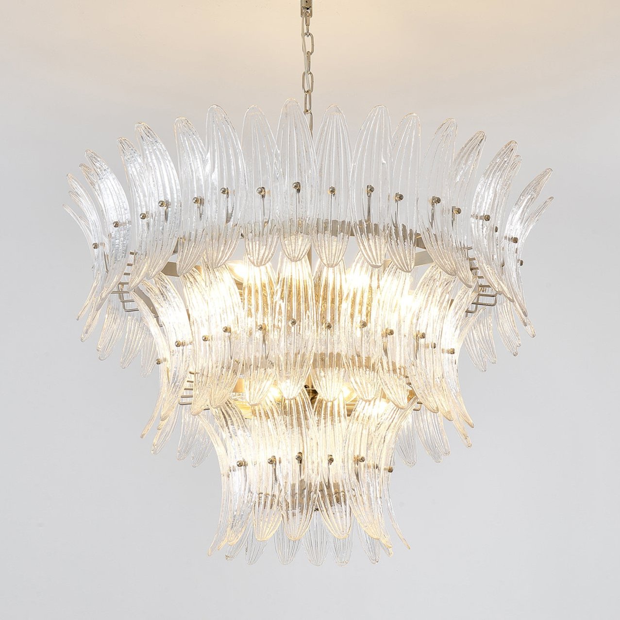 Murano Palmette Chandelier - Elegant Venetian Glass Ceiling Light Fixture for Dining Room, Living Room & Bedroom Decor