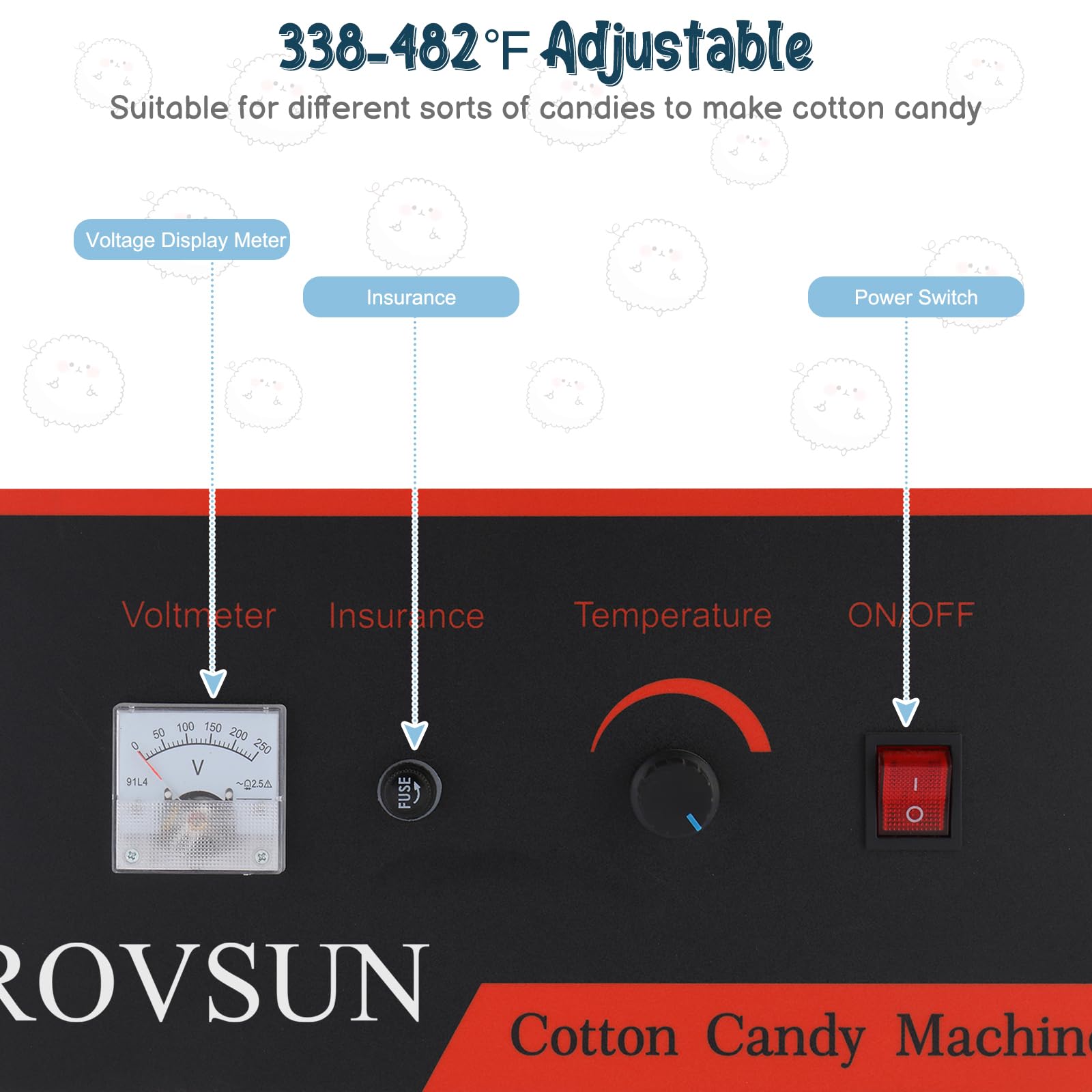 ROVSUN 21 Inch Commercial Cotton Candy Machine Cart with Stainless Steel Bowl - Candy Floss Maker with Sugar Scoop & Large Storage Drawer - Perfect for Home Parties, Carnivals, Fairs & Events (Blue)