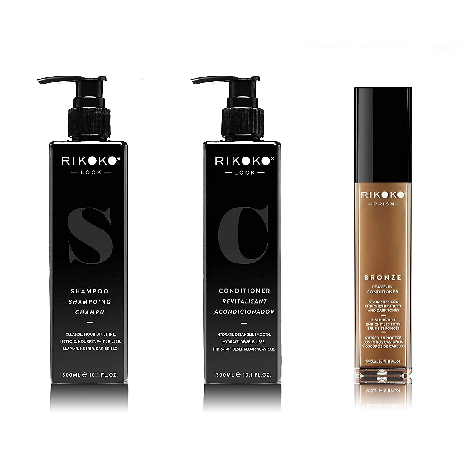 LOCK Coconut Shampoo & Conditioner Set with PRISM Bronze Leave-In Treatment | Hydrating Hair Care for Dry, Damaged Hair | Salon-Quality at Home