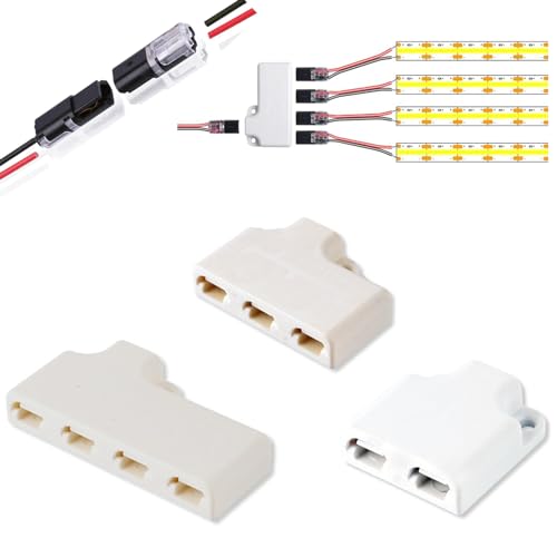 MUCKLE 30-Pack Double-Wire Plug-in Connector with Locking Buckle - 2/3/4 Pin 2-Way LED Low Voltage Wire Connectors for Landscape Lighting, Holiday Lights & DIY Electrical Projects