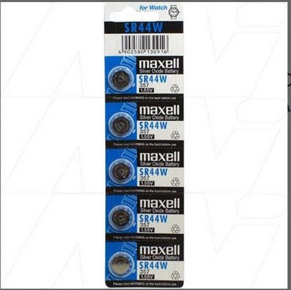 Maxell SR44W Silver Oxide Button Cell Batteries (1.5V, 5-Pack) - Long-Lasting Power for Watches, Calculators & Medical Devices