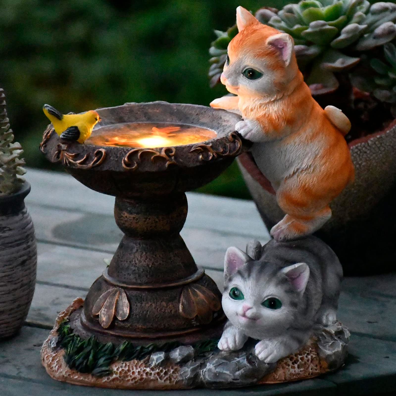 Solar-Powered Cat Garden Statue with LED Lights - Colorful Outdoor Decor for Patio, Lawn, Yard - Perfect Housewarming Gift & Garden Art Decoration (Multicolor) - Ideal for Evening Ambiance & Pet Lovers' Gardens