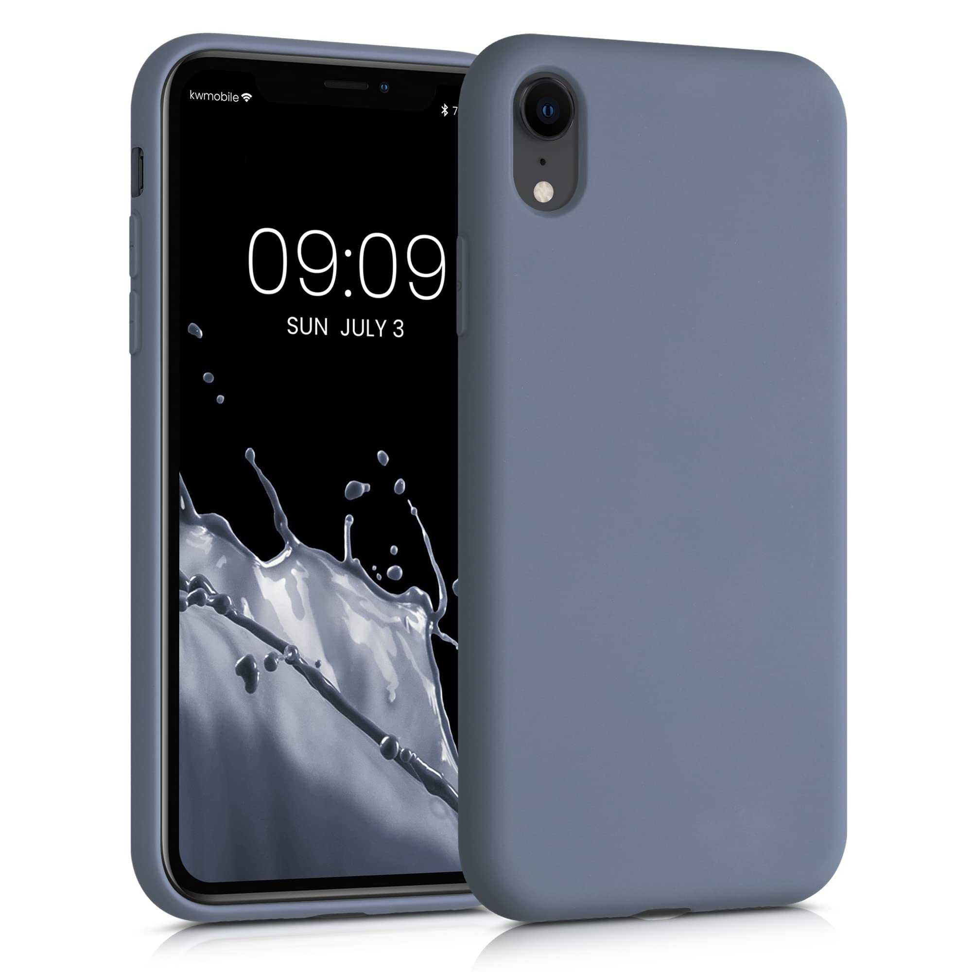 kwmobile Slim Protective TPU Silicone Case for Apple iPhone XR - Shockproof & Scratch Resistant Cover in Blue Grey - Perfect for Everyday Use, Travel & Outdoor Activities