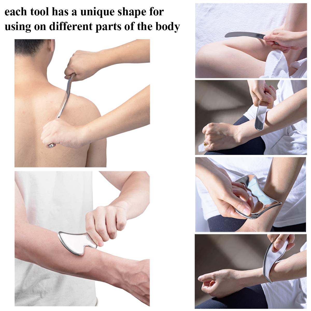 Premium Stainless Steel Gua Sha Tool Set - IASTM Therapy Tools for Muscle Scraping & Massage - Physical Therapy, Pain Relief & Myofascial Release - Perfect for Athletes, Chiropractors & Home Wellness Care