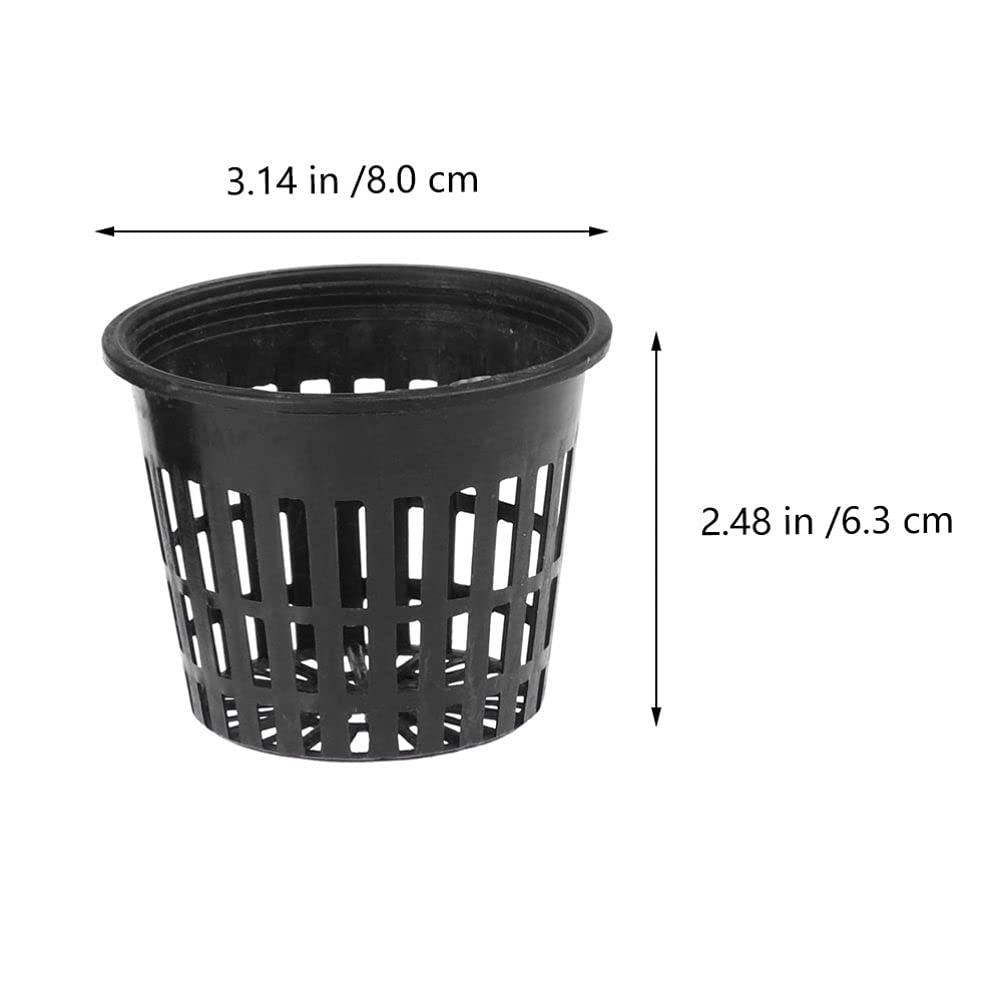 Wakauto 40 Pcs Black Plastic Orchid Planter Pots with Slotted Mesh Net Cups - Wide Lip Bucket Basket for Hydroponics, Gardening, and Indoor/Outdoor Plant Nursery (80X63mm) - Perfect for Orchids, Herbs, and Seed Starting