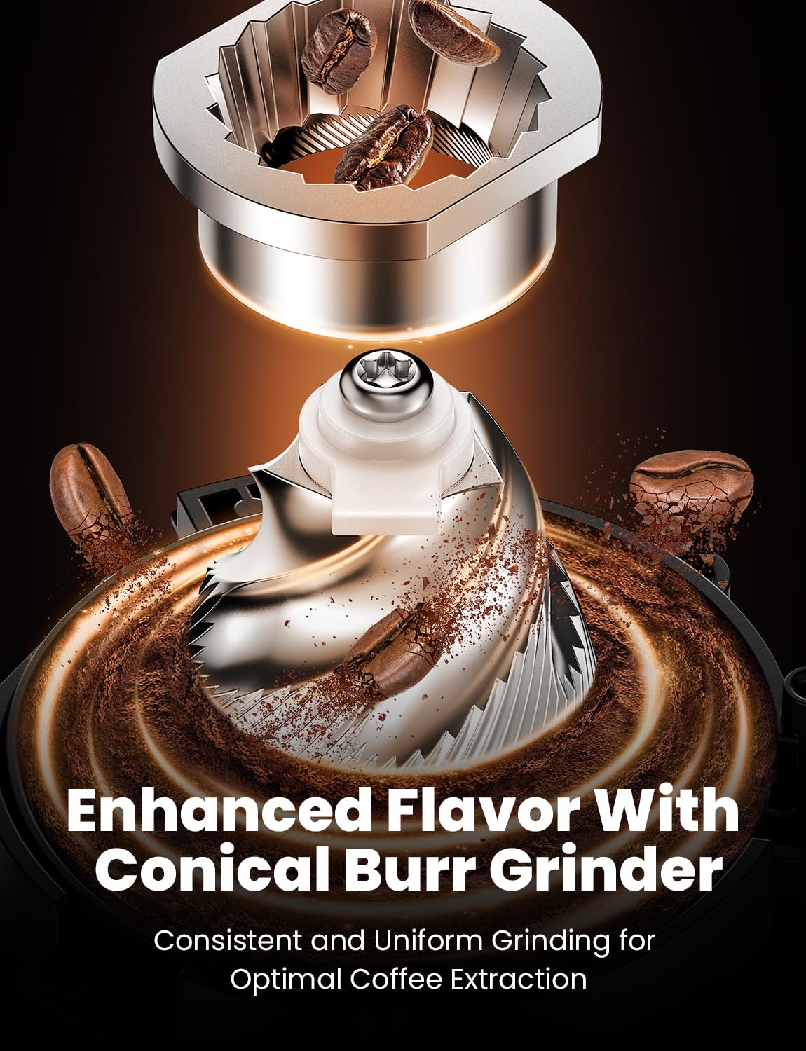 Premium Electric Espresso Coffee Grinder with Conical Burr - 51 Precise Settings & Digital Timer for Perfect Brew | Brushed Stainless Steel | Ideal for Home Baristas & Coffee Enthusiasts | Perfect for French Press, Pour Over & Espresso Machines