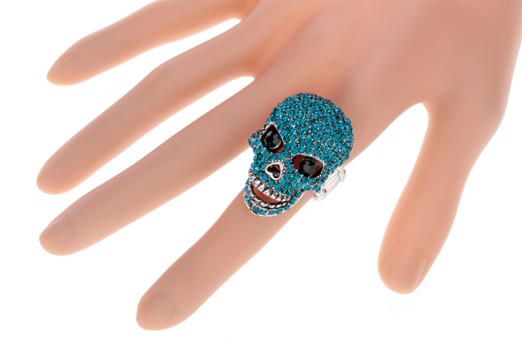 Women's Skull Stretch Ring Size 7-9 | Biker Jewelry & Scarf Holder for Fashion Accessories