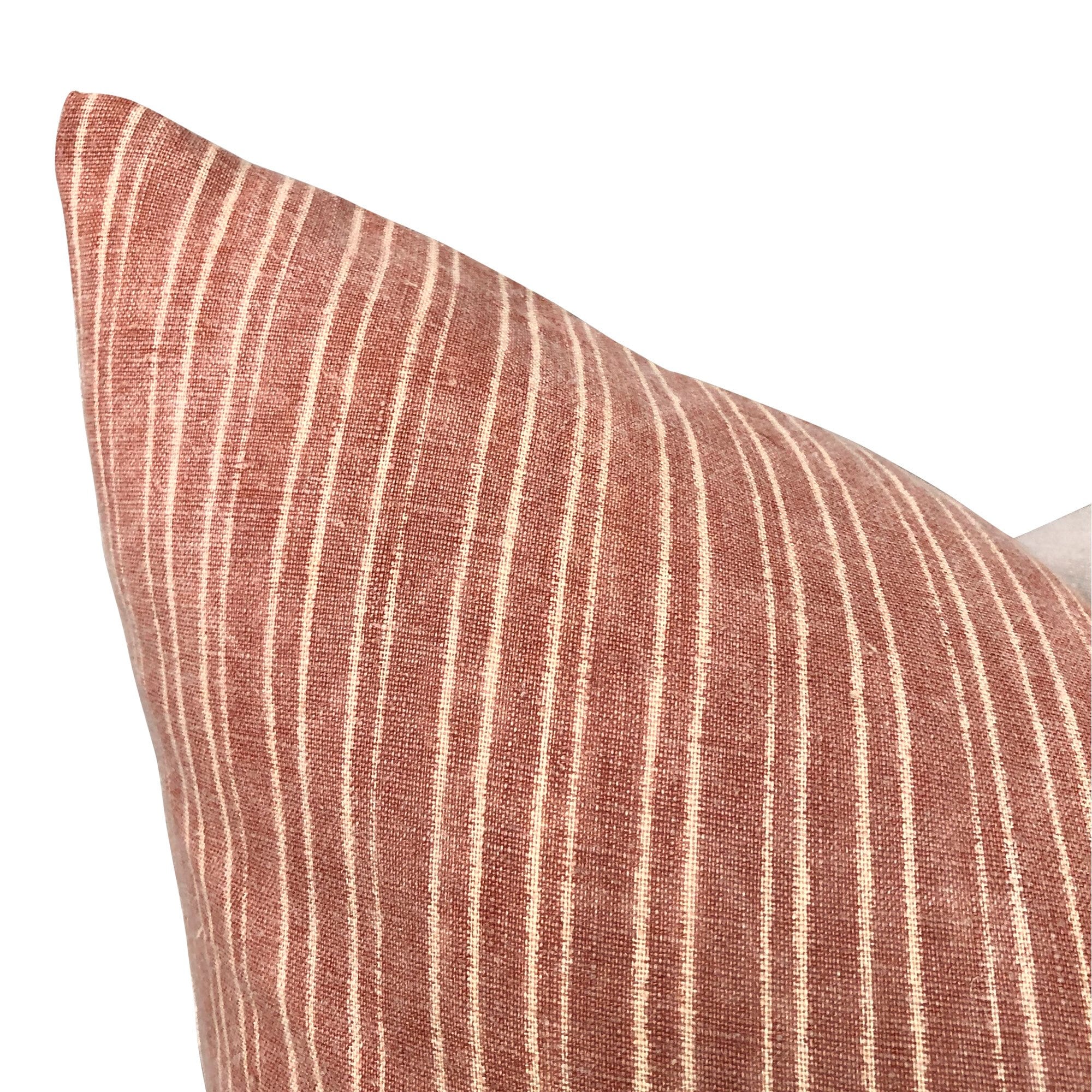 Vintage Rust Stripe Linen Pillow Cover - Tristan in Roux - Modern Farmhouse Decor for Sofa, Bed & Living Room - High-End Designer Home Accent