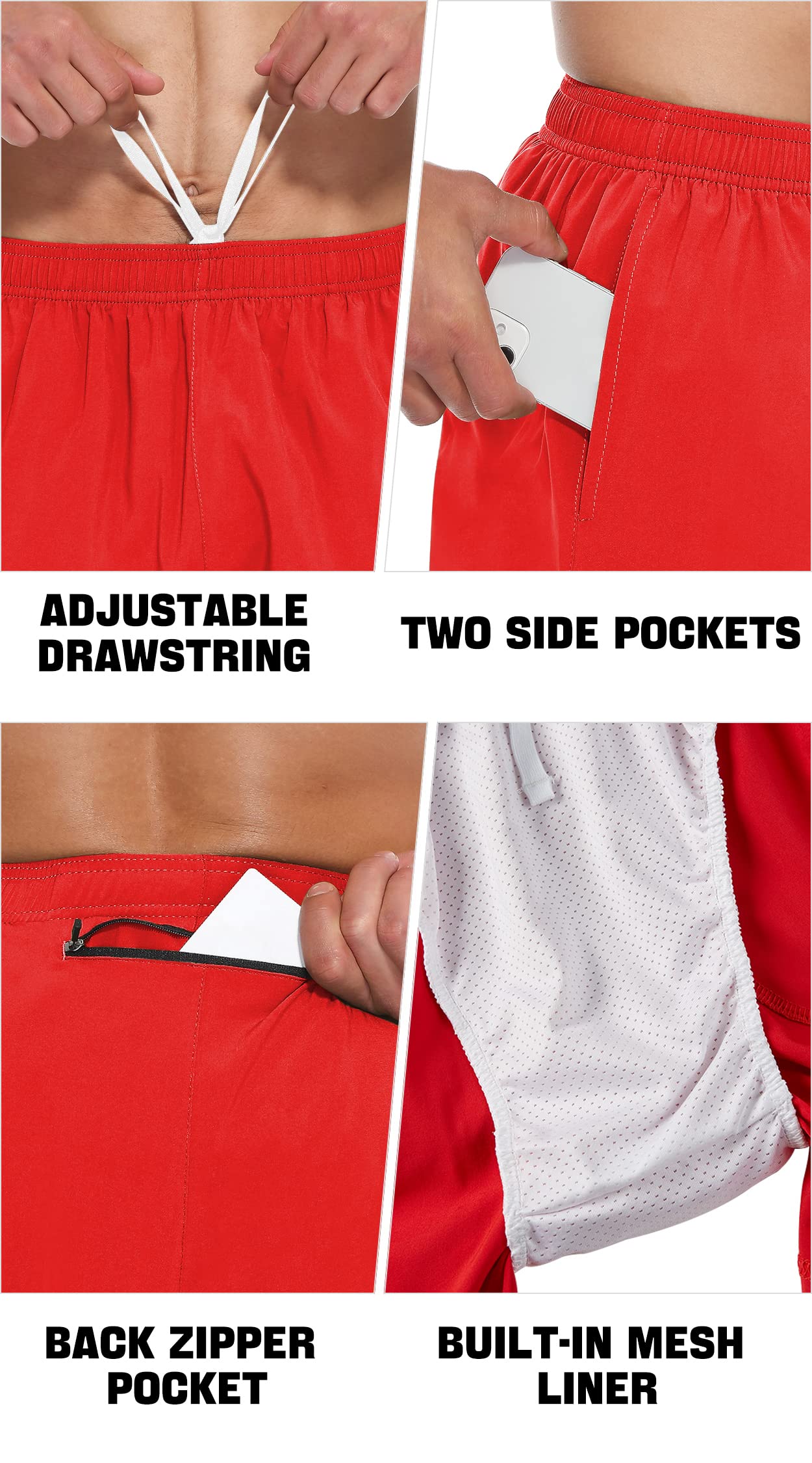 FEDTOSING Men's 5 Inch Running Shorts - Quick Dry Lightweight Workout Shorts for Basketball, Training & Gym - Breathable Athletic Shorts with Pockets - Perfect for Jogging, Sports & Outdoor Activities
