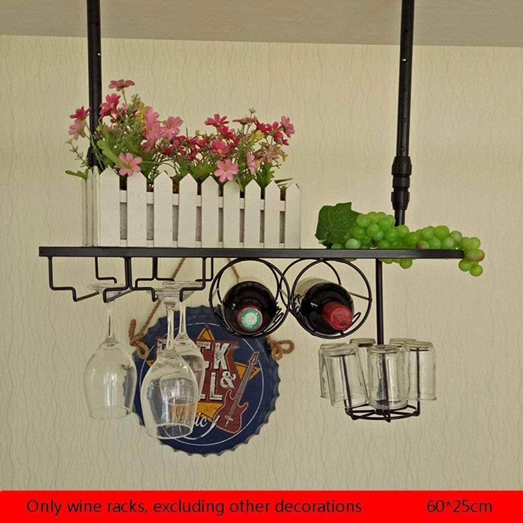 Premium Bronze Hanging Wine Rack Organizer - 60 Inch Wall Mounted Wine Storage for Kitchen, Bar & Restaurant | Space Saving Wine Bottle & Glass Holder for Home Decor & Entertaining