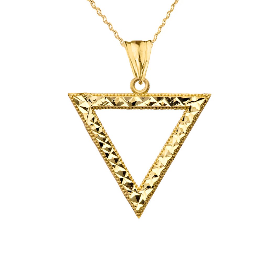 10k Yellow Gold Open Triangle Charm Pendant Necklace for Women - Elegant Geometric Jewelry Gift for Birthday, Anniversary & Special Occasions