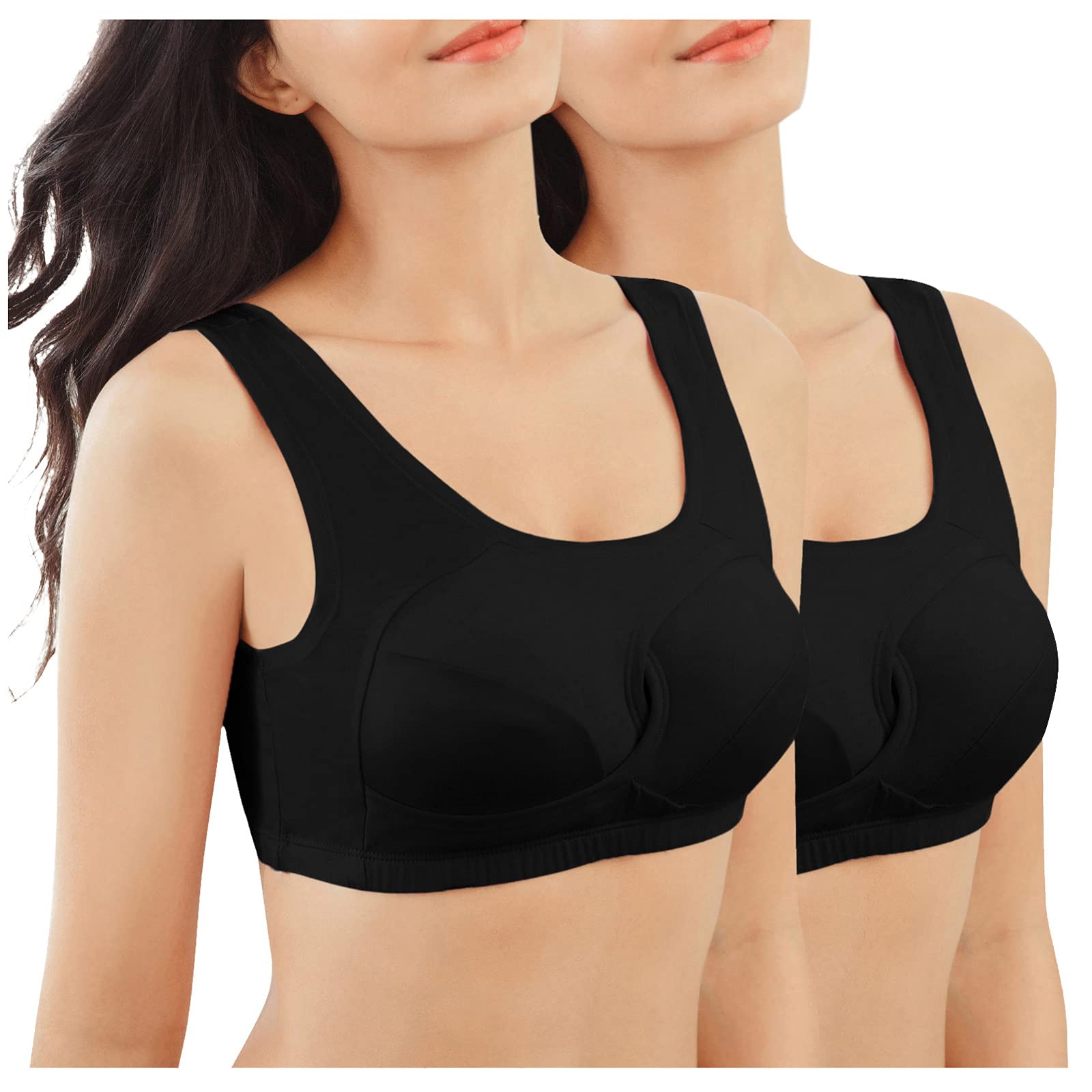 Vickyleb Women's Hollow Vest Gathered Yoga Bras - 2-Pack Sports Bra for Fitness, Workout & Yoga | Breathable Support for Running, Gym & Active Lifestyle