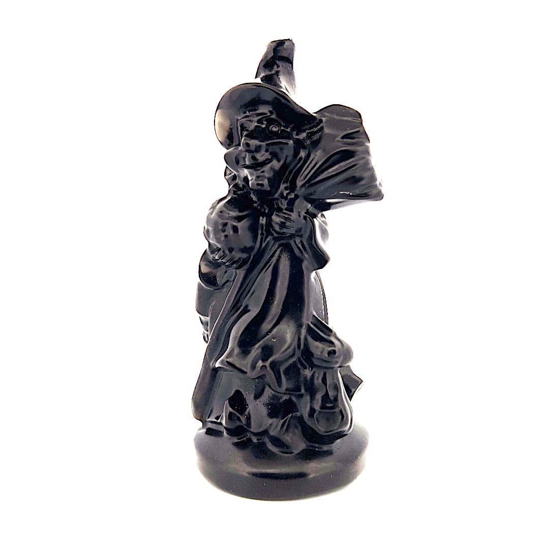 Black Obsidian Witch Figurine - Handcrafted Spiritual Decor for Wiccan Altar, Home Protection & Witchcraft Rituals | Perfect for Halloween, Pagan Altars & Gothic Home Decor