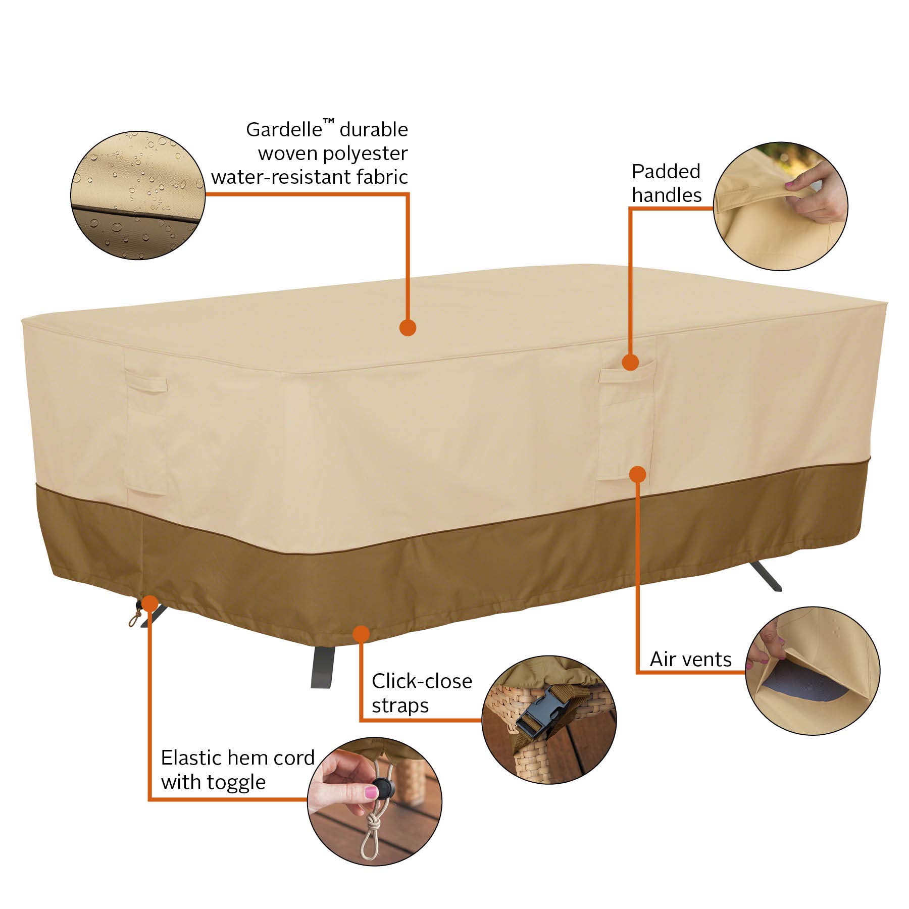 Classic Accessories Veranda 96 Inch Water-Resistant Rectangular/Oval Patio Table Cover – Durable Outdoor Table Protection for Dining and Entertaining