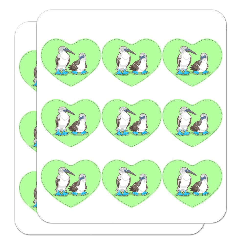 Blue Footed Boobies Heart Shaped Stickers - Planner, Calendar & Scrapbook Decorative Craft Supplies for DIY Projects, Journaling & Gift Wrapping