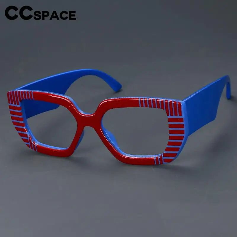 CCspace Women's Full Rim Large Square Plastic Reading Glasses R57095 - Stylish & Comfortable for Reading, Working, and Computer Use