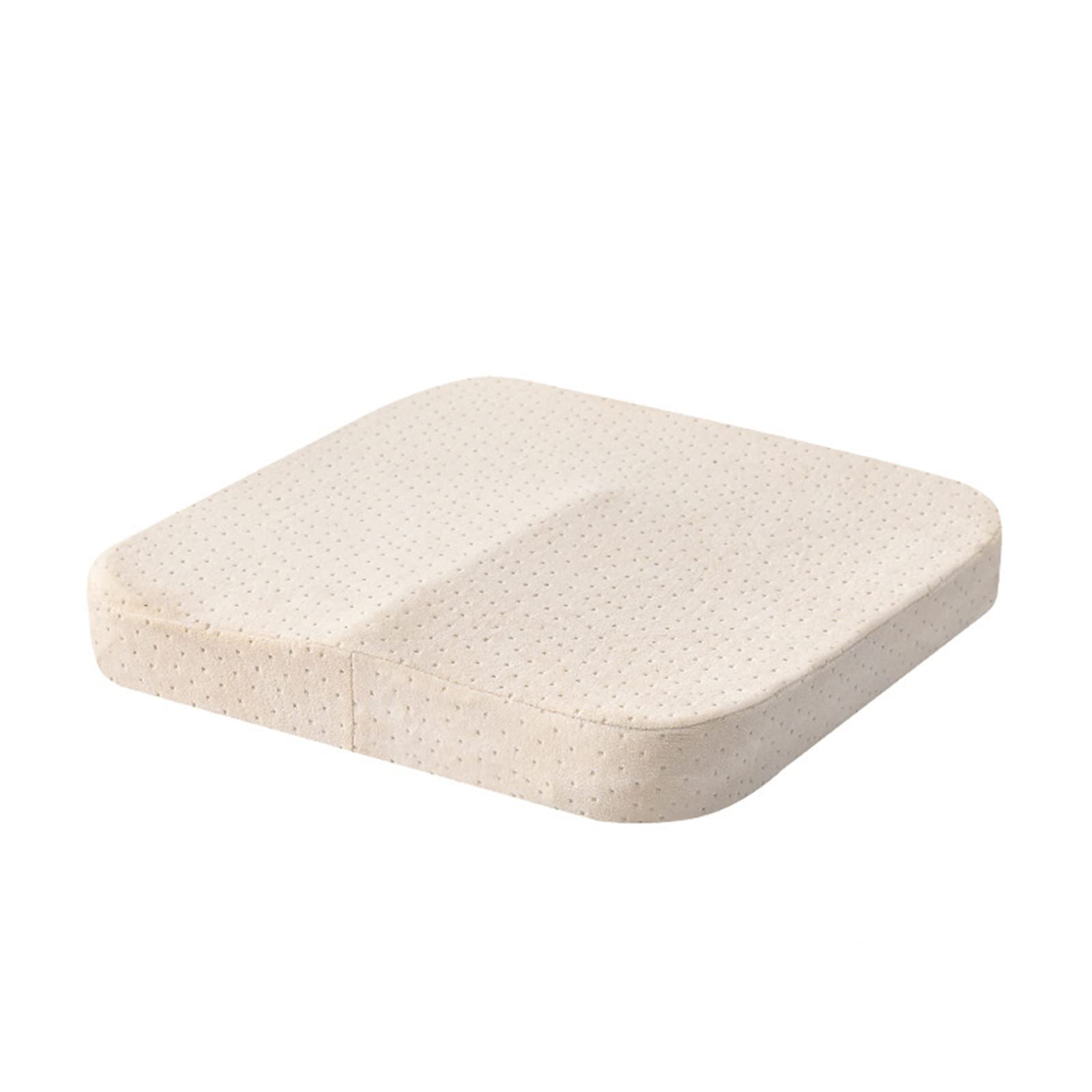 Premium Memory Foam Seat Cushion with Washable Velvet Cover - Orthopedic Coccyx Support Pillow for Office Chair, Car Seat & Wheelchair - Beige Home & Office Comfort Solution for Back Pain Relief