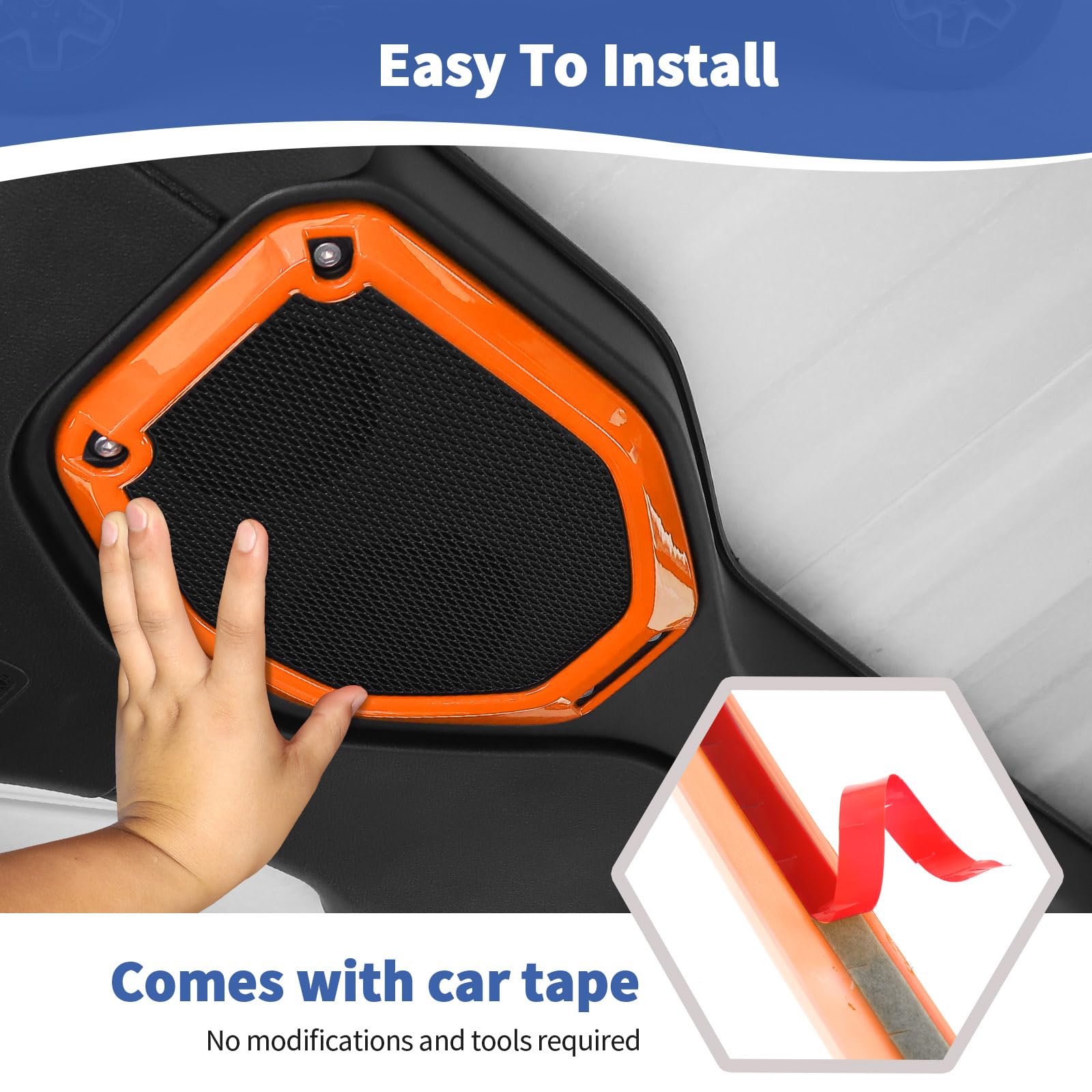 RT-TCZ Orange Roof Speaker Cover Trim for Jeep Wrangler JL/JLU & Gladiator JT (2018-2023) - 2pcs Interior Accessories | Perfect for Off-Road Adventures & Custom Car Upgrades