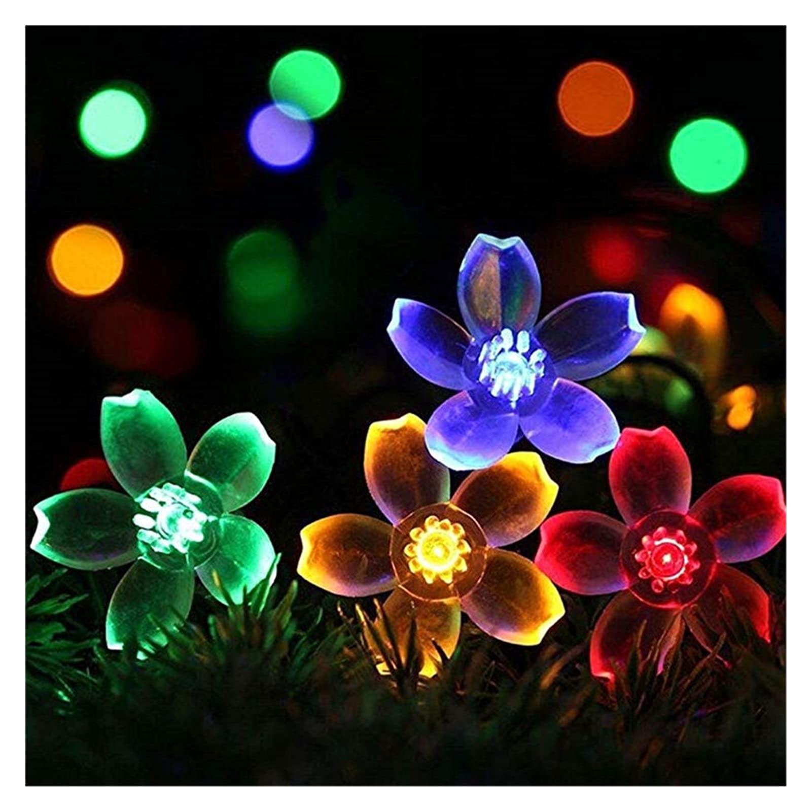 50 LED Solar String Lights 7M - Peach Blossom Fairy Lights with Solar Power for Outdoor Garden, Patio, Yard & Home Decoration (Warm White) | Perfect for Weddings, Parties, and Backyard Ambiance