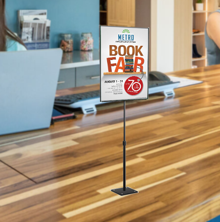 11x17 Lightweight Countertop Pedestal Display Stand - Adjustable Height Single-Sided Sign Holder for Retail Stores, Trade Shows & Exhibitions