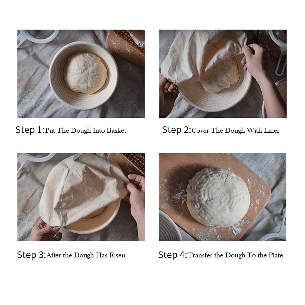 2 Pack Natural Rattan Round Bread Proofing Basket for Baking - 7 Inch Dough Rising Basket for Sourdough, Artisan Bread (Perfect for Home Bakers & Professional Kitchens)