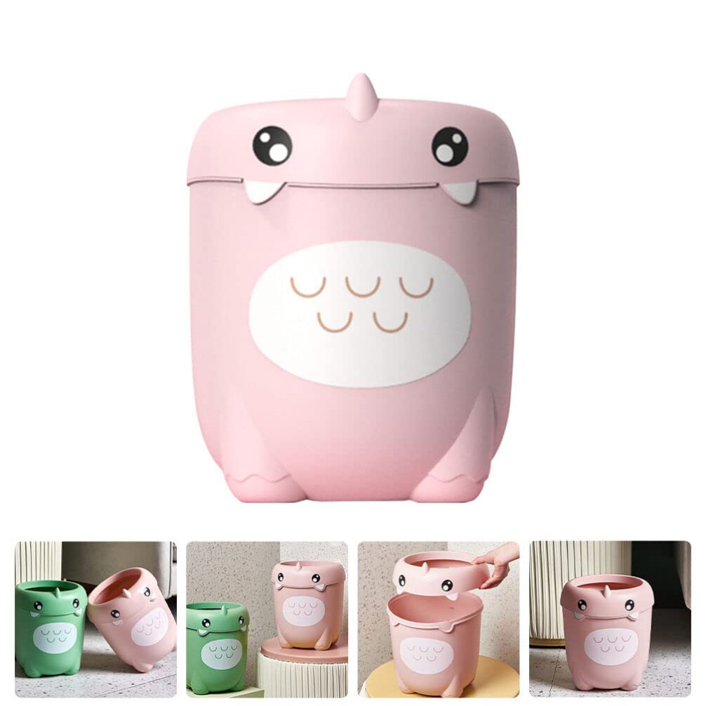 BESPORTBLE Small Trash Can with Lid - Mini Garbage Bin for Makeup Table, Bathroom, Office & Outdoor Use - Decorative Plastic Waste Basket for Home, Kitchen, Pet Waste - Portable Household Trash Container