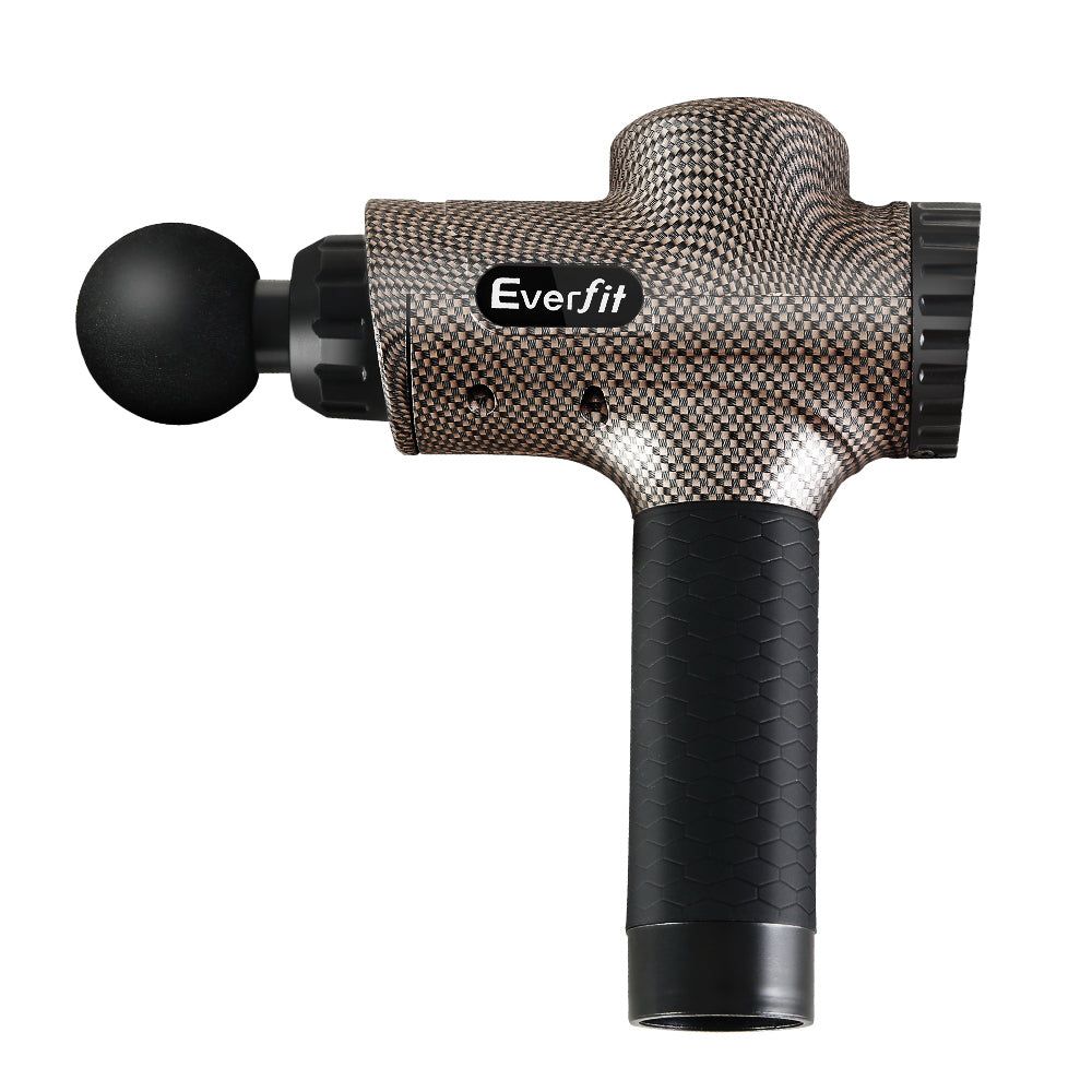 Everfit Deep Tissue Massage Gun with 6 Interchangeable Heads - Electric Percussion Massager for Muscle Pain Relief & Recovery - LCD Display & Vibration Therapy - Perfect for Athletes, Gym Workouts & Post-Exercise Recovery
