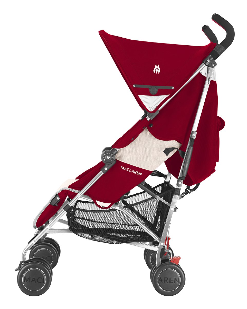 Maclaren Quest Stroller - Lightweight Umbrella Stroller for Travel & Everyday Use - Compact Fold, Adjustable Canopy - Scarlet/Wheat - Perfect for City Walks, Shopping & Air Travel