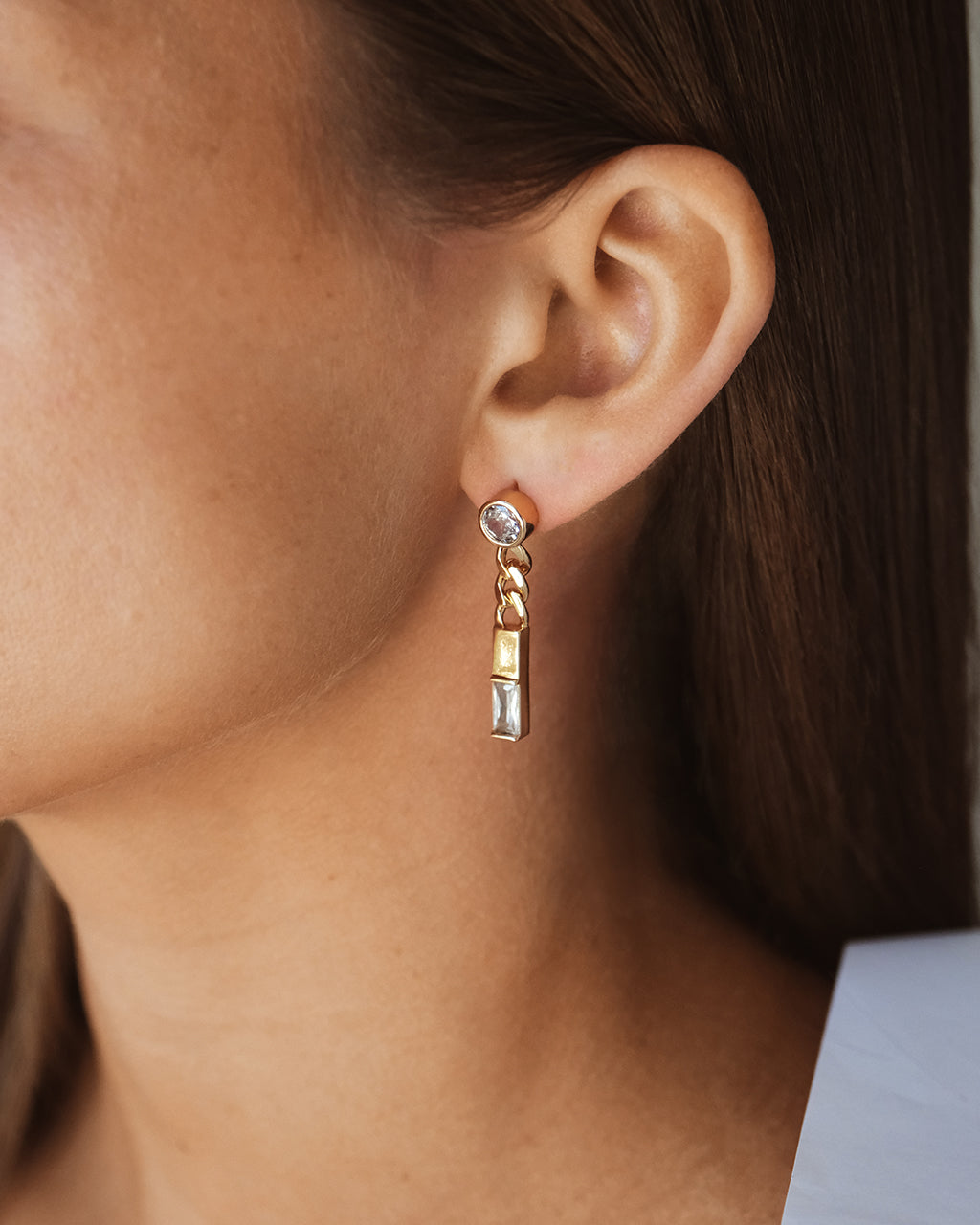 Merri CZ & Chain Drop Stud Earrings for Women - Elegant Cubic Zirconia Dangle Earrings for Party, Wedding & Everyday Wear
