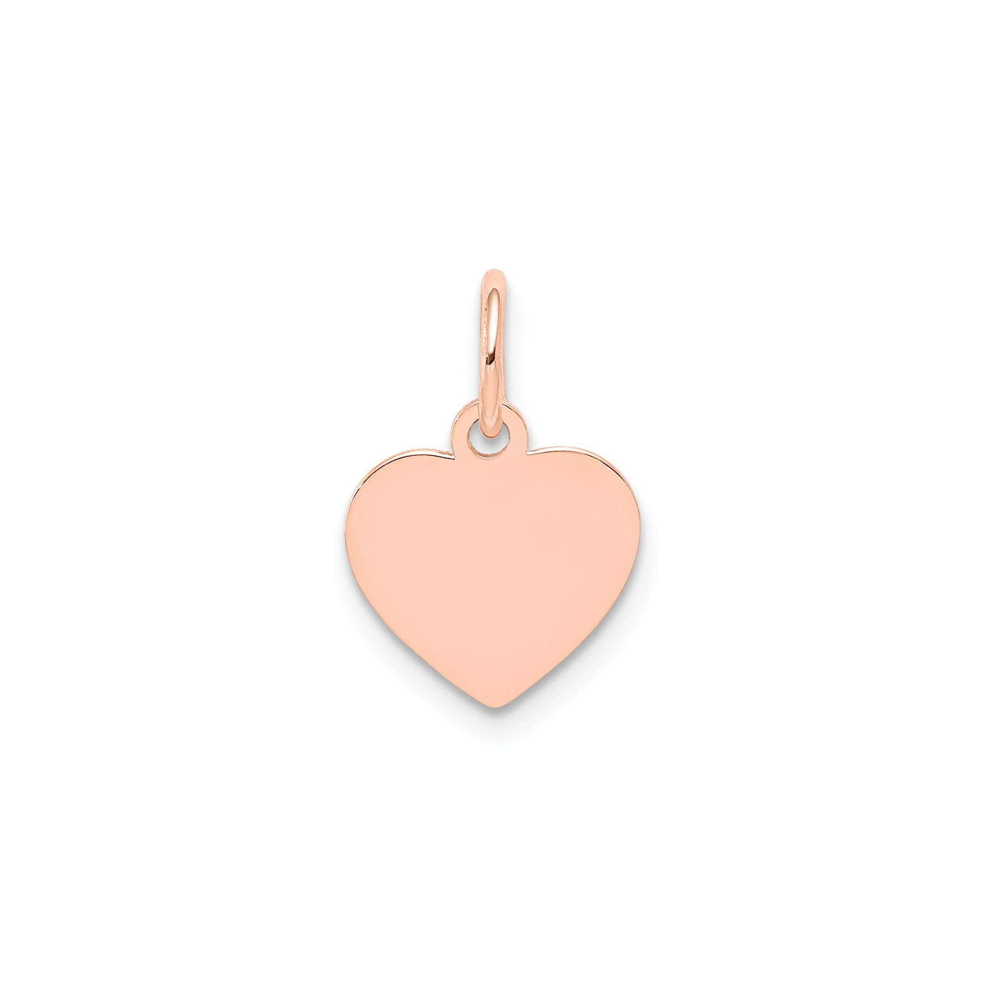 14K Rose Gold Engravable Heart Disc Charm - 0.018 Gauge Plain Jewelry for Necklace & Bracelet - Perfect for Anniversary Gifts, Valentine's Day & Personalized Keepsakes