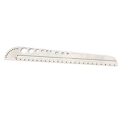 Fenteer 12 Inch Stainless Steel Ruler with Compass Protractor - Precision Measuring Tool for Architects, Engineers & Students - Perfect for Drafting, Math Class & Technical Drawings