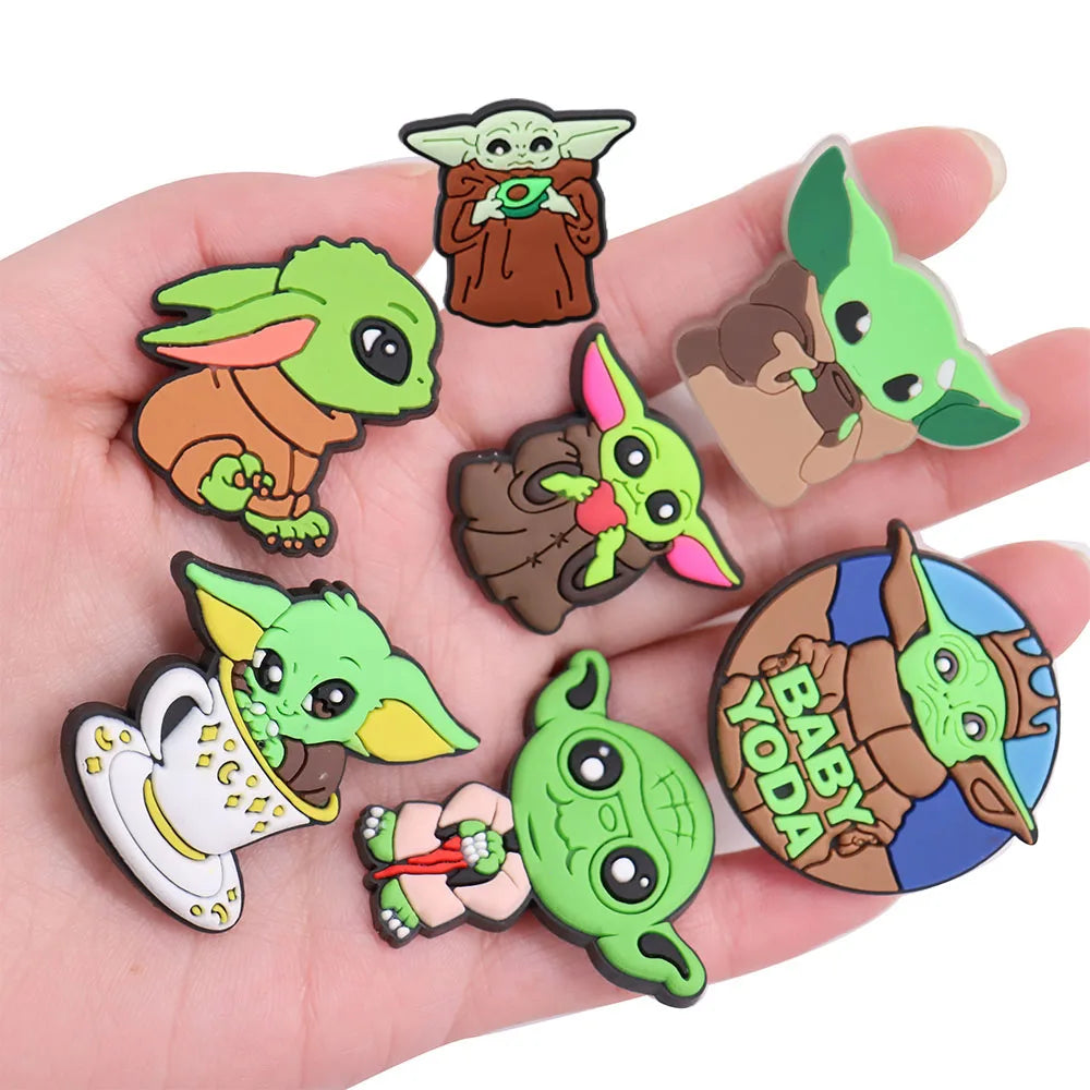 22Pcs Baby Yoda Shoe Charms - Cute Green Alien PVC Sandal Accessories for Boys & Girls - Perfect for Garden Parties, Cosplay & Gifts