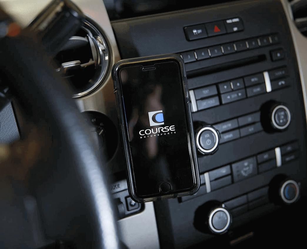 Course Motorsports Direct Fit Phone Mount for Ford F150 (2013-2014) - Auto Closing Charging Cradle Head (Tan) - Left/Right Side Installation - Perfect for Hands-Free Driving & GPS Navigation