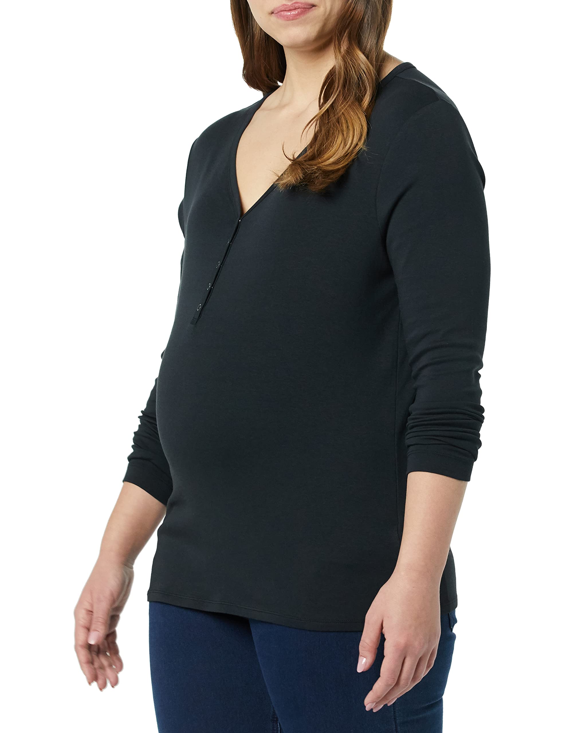 Amazon Essentials Women's Maternity Nursing Slim-Fit Henley Shirt - Comfortable Stretchy Breastfeeding Top for Pregnancy & Postpartum - Perfect for Work, Casual Wear & Nursing Sessions
